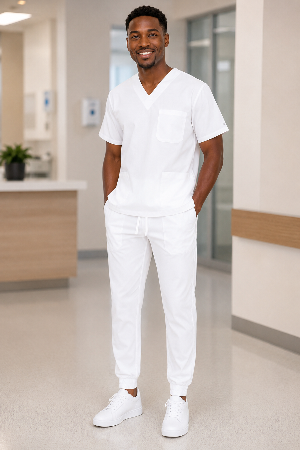 Classic White Unisex Scrub Set
