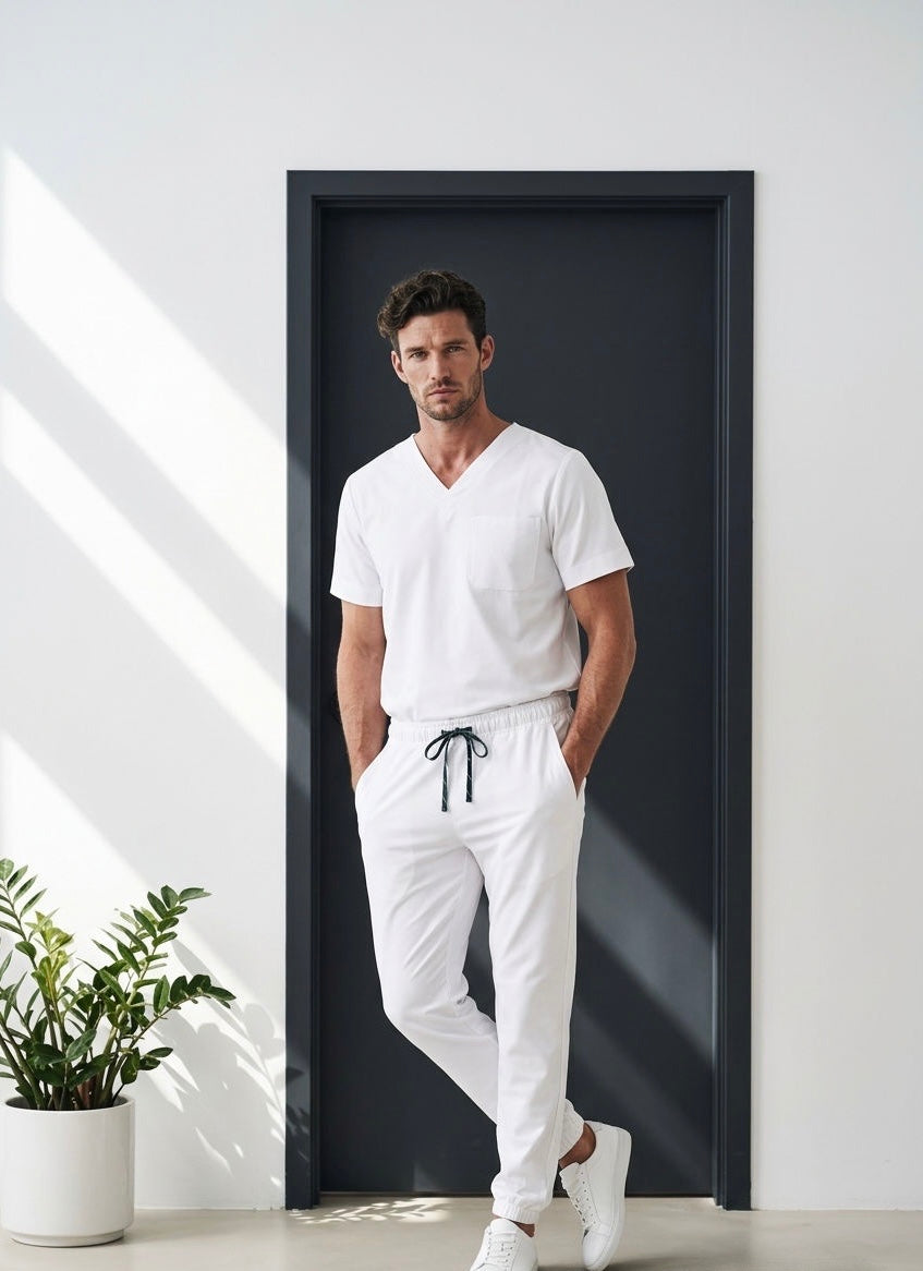 Classic White Unisex Scrub Set