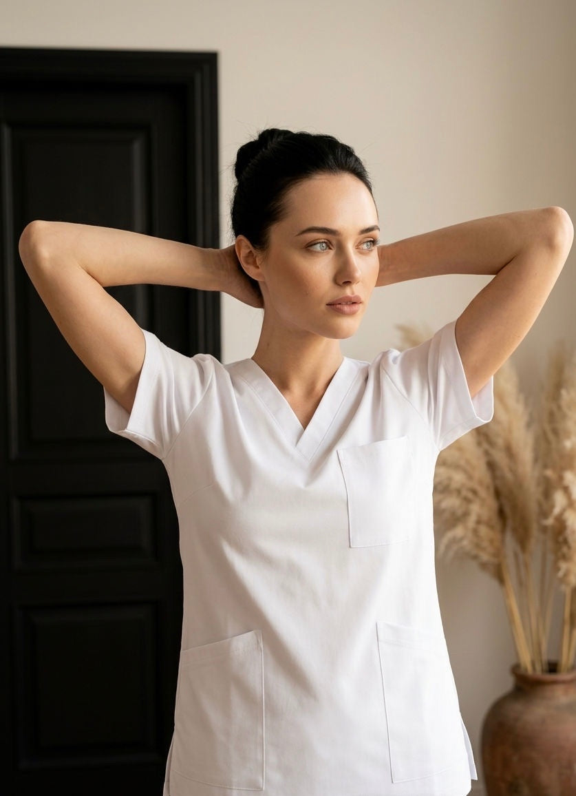 Classic White Unisex Scrub Set